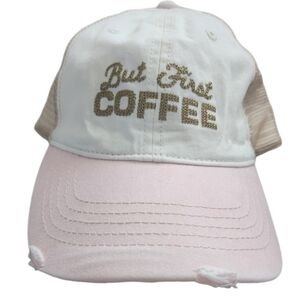 PINK, WINTER WHITE AND TAN TRUCKER HAT NWT O/S